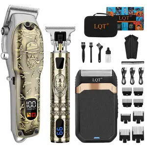 LQT Professional Men’s Hair Cutting Kit — hair clipper, sculpting scissors, 3-in-1 electric shaver, cordless hair clipper with LED display, precision blades — barber shears, beard trimmer, men’s grooming tool set; ideal as a gift