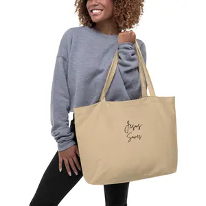 Jesus Saves Embroidered Large Tote Bag - 6-Gallon Capacity, 20" x 14" x 5" Dimensions, Durable Reusable Design for Everyday Use - Christian Apparel