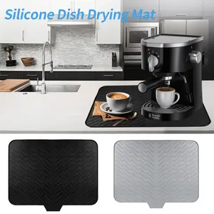 Extra Large Silicone Dish Drying Mat with Built-in Drain Lip Easy-Clean Kitchen Counter Drainer Pad High Temperature Resistant Tableware Coaster dish  rack  finds