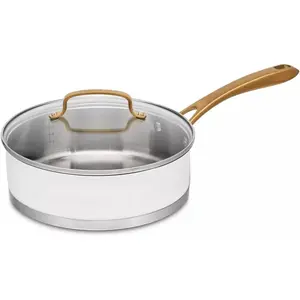 Cuisinart Stainless Steel Saute Pan Set 500F Matte White Gold Oven Broiler