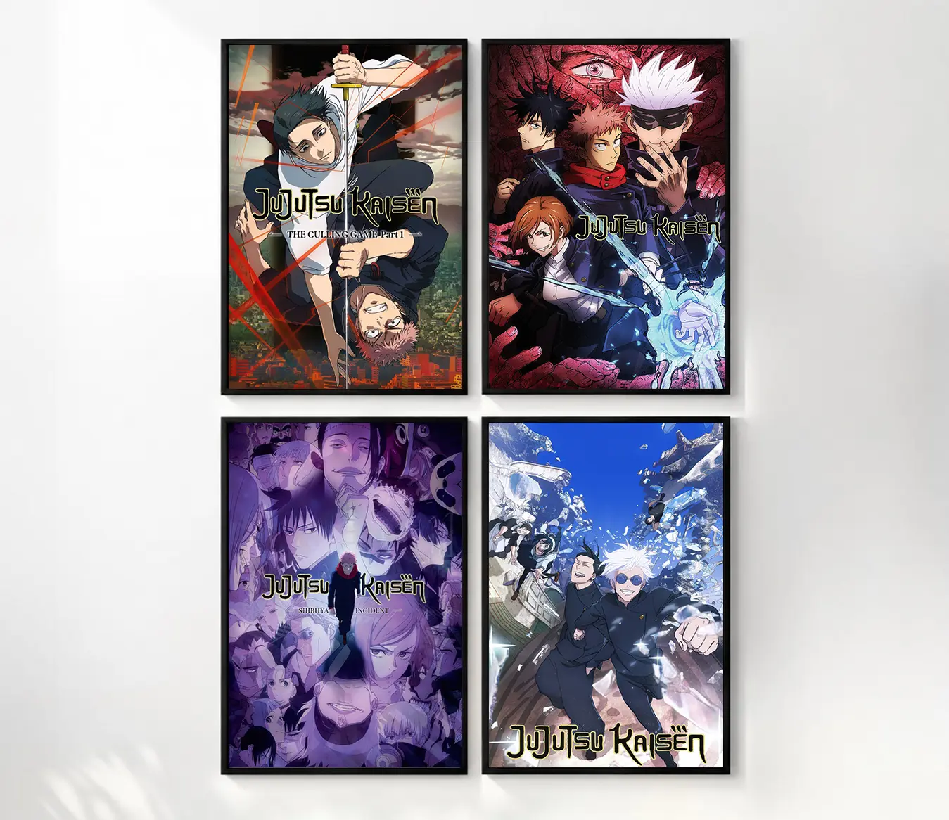 Jujutsu Kaisen Anime Graphic Print Canvas Poster with Wood Frame - Wall Decor, Anime Room Decor, Kids Room Home Gift for Boys and Girls