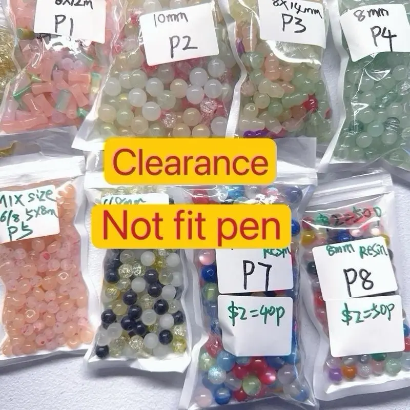 【A010 】Clearance Beginner-Friendly DIY Beads Assortment - Mixed Size/Color Glass, Acrylic Resin, Plastic Handmade Beading Material for Necklaces, Bracelets (Not Fit for Pens) Jewelry Making Supplies