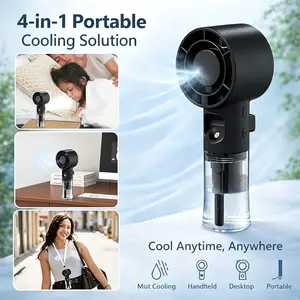 Portable Misting Fan, 4-Speed Handheld Mini Fan with Nano Mist Spray, Rechargeable Personal Cooling Fan for Travel & Desk