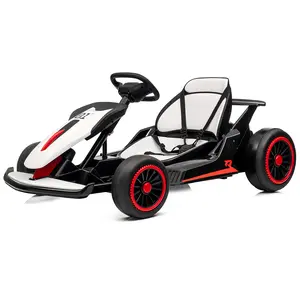 White 24V Electric Drifting Racing Go Kart for Kids Ages 6-12, Dual 200W Motors, 8.1 MPH Top Speed, Adjustable Seat, LED Brake Lights, Built-In Music, USB Port, FM Radio, Steel Frame, Christmas Gift Option