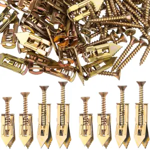 Drywall Self-Drilling Anchors 40PCS & Zinc Screws - No Drill or Holes Required for TV, Bike, Shelf, Cabinet & Curtain Fixing Adjustable Bracket