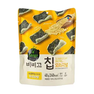 Bibigo Korean Brown Rice Seaweed Crisps - Savory Roasted Gim Snacks, Healthy Instant Snack, 40g