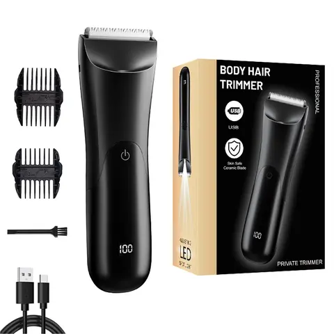 S&G Electric Body Hair Trimmer for Men, Body and Groin Hair Trimmer, Ball Trimmer for Men, Replaceable Ceramic Trimmer Heads, Recharge  Waterproof/Non-Waterprooof Hair Trimmer, Christmas Gift, BlackFriday, waterproof hair care