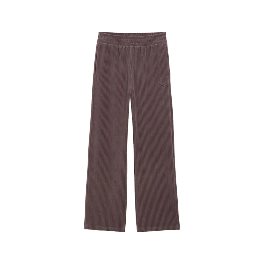 PUMA Womens Elevated Essentials Velour Rib Straight Leg Sweat Pants Casual - Purple