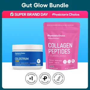 Physician's Choice Gut Glow Up Bundle: Gut, Immune, Hair, Skin & Nail Support with Collagen Peptides & Colostrum Gold Powder