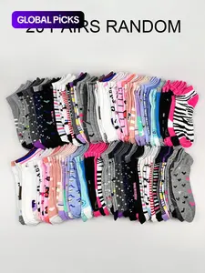 Random Color Women's All Over Print Ankle Socks, Casual Low Cut Socks, Soft Comfy Breathable Socks for All Seasons Daily Wear Womenswear