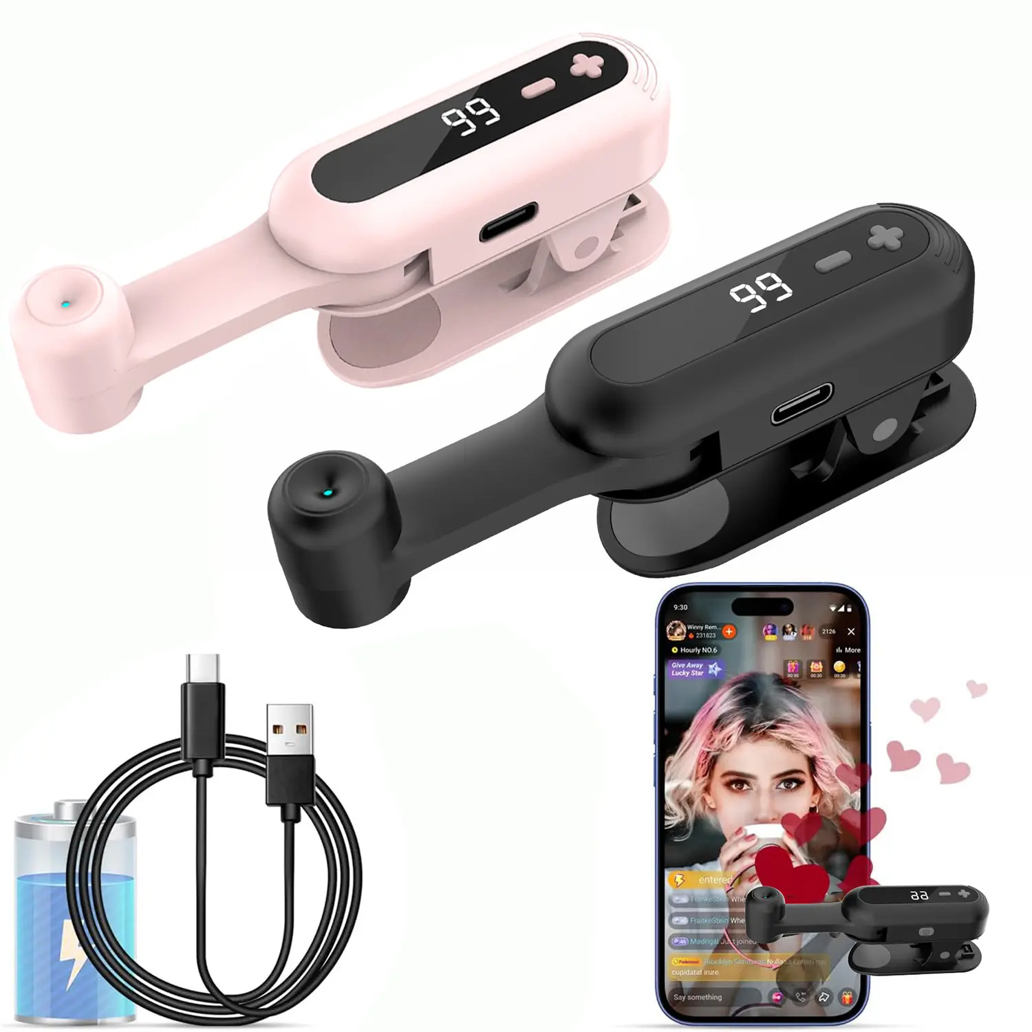 Automatic Screen Clicker for Mobile Phones – Adjustable Auto Tap Tool for Android & iOS Ideal for Gaming Live Streaming Shopping & Reward Tasks Hands-Free Operation Digital Black/Black/Pink Portable