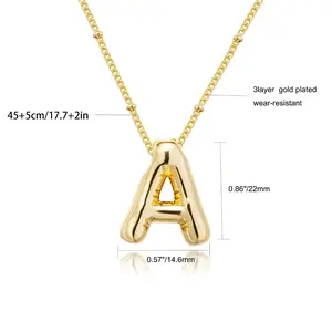 Chunky Bubble Letter Necklace | 14K Gold Plated Hypoallergenic Jewelry for Women | Y2K Statement Necklace, Vacation Layering & Mother's Day Gift