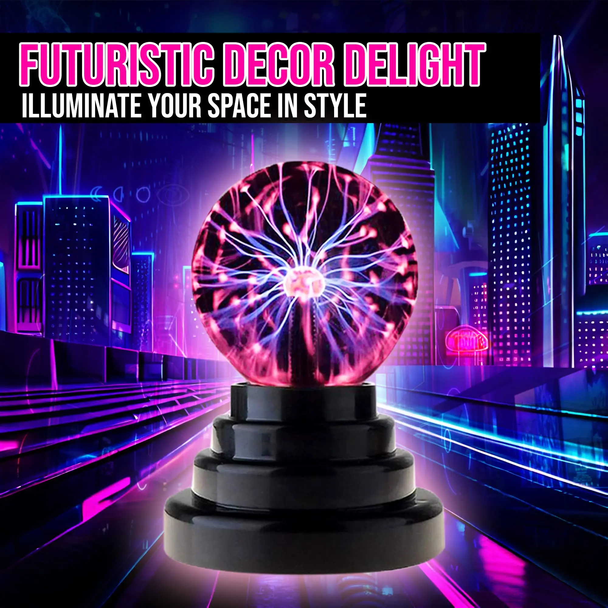 Plasma Ball Lamp Touch Sensitive Novelty Nebula Sphere Globe Magical Orb Toy Gift for Kids, Men & Women for Birthday, Christmas, Party Celebrations (3 INCH) - USB & Battery Powered