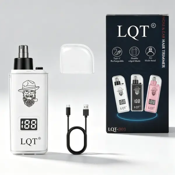 LQT LCD Nose Ear Hair Trimmer, Type-C Rechargeable Painless Men Nasal Hair Remover