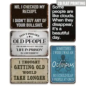 5 Pcs Funny Laugh at and Octopus Metal Wall Art Posters Decorative Signs & Plaques, 8x12 Inch Rectangle Tin Signs For Man Cave, Home, Bedroom, Living Room, Garage, Pub, Bar Art Decoration, Vintage Plaque Decor