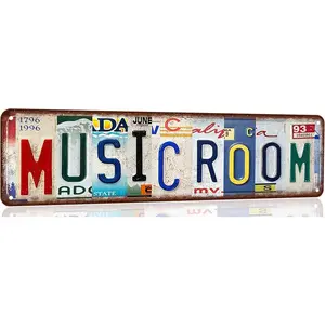 Music Sign Vintage Metal Tin Sign Music Room Decor Man Cave Posters Street Signs Home Bar Coffee Wall Art Decor 4 X 16 Inches