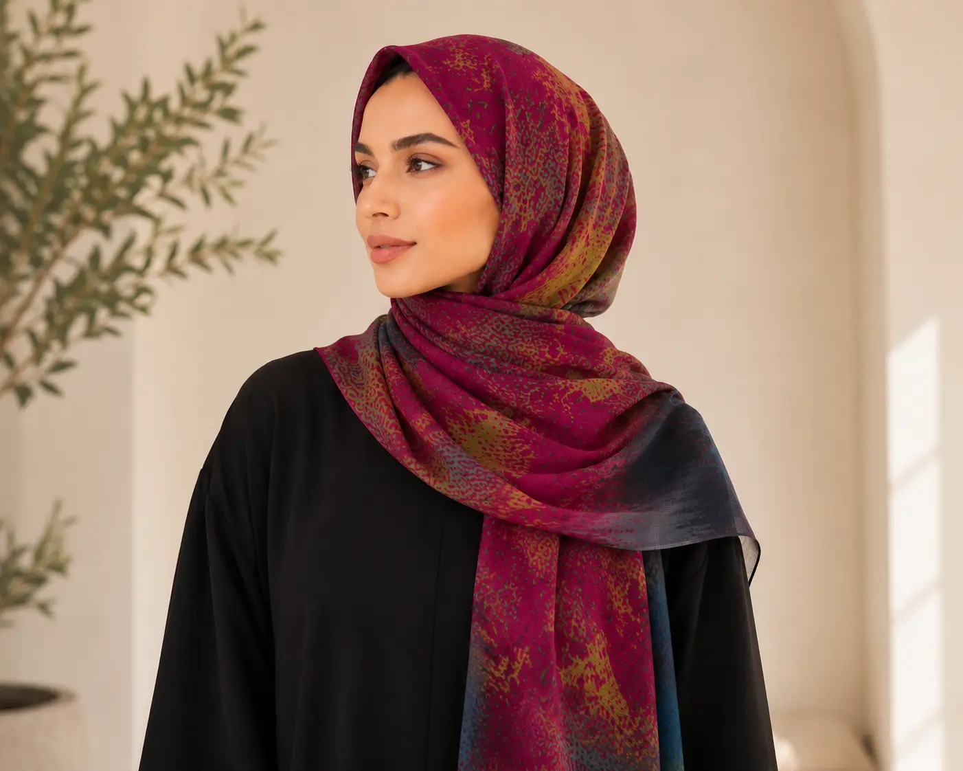 Women's Watercolor Floral Pashmina Hijab - Vibrant Colors, Unique Patterns for Stylish Modest Fashion, Camping Essentials