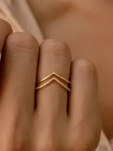 Minimalist V-shape Ring Set Synthetic Zirconia Stackable Engagement Rings for Women & Girls, Perfect for Wedding Jewelry, Daily Wear Anniversary Valentine's Day Gift Stacking Rings