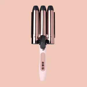 L'ANGE HAIR - Le Tridente Titanium Triple Barrel Waving Iron - Hair Styling Tool for Curling Beach Waves and Mermaid Curls, Plug, Storage