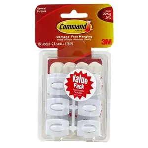 3M 17006-VP Command Mini Hooks Value Pack- 18 Hooks & 24 Strips
