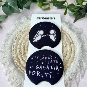 Recorri Esta Galaxia Car Coasters Decor 2.75" Diameter Neoprene Absorbant Fabric Sublimated Design Hand Wash Only Easy to Clean