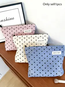 Polka dot cosmetic bag, soft cosmetic bag, simple pink/beige/blue zipper storage bag, women’s storage bag