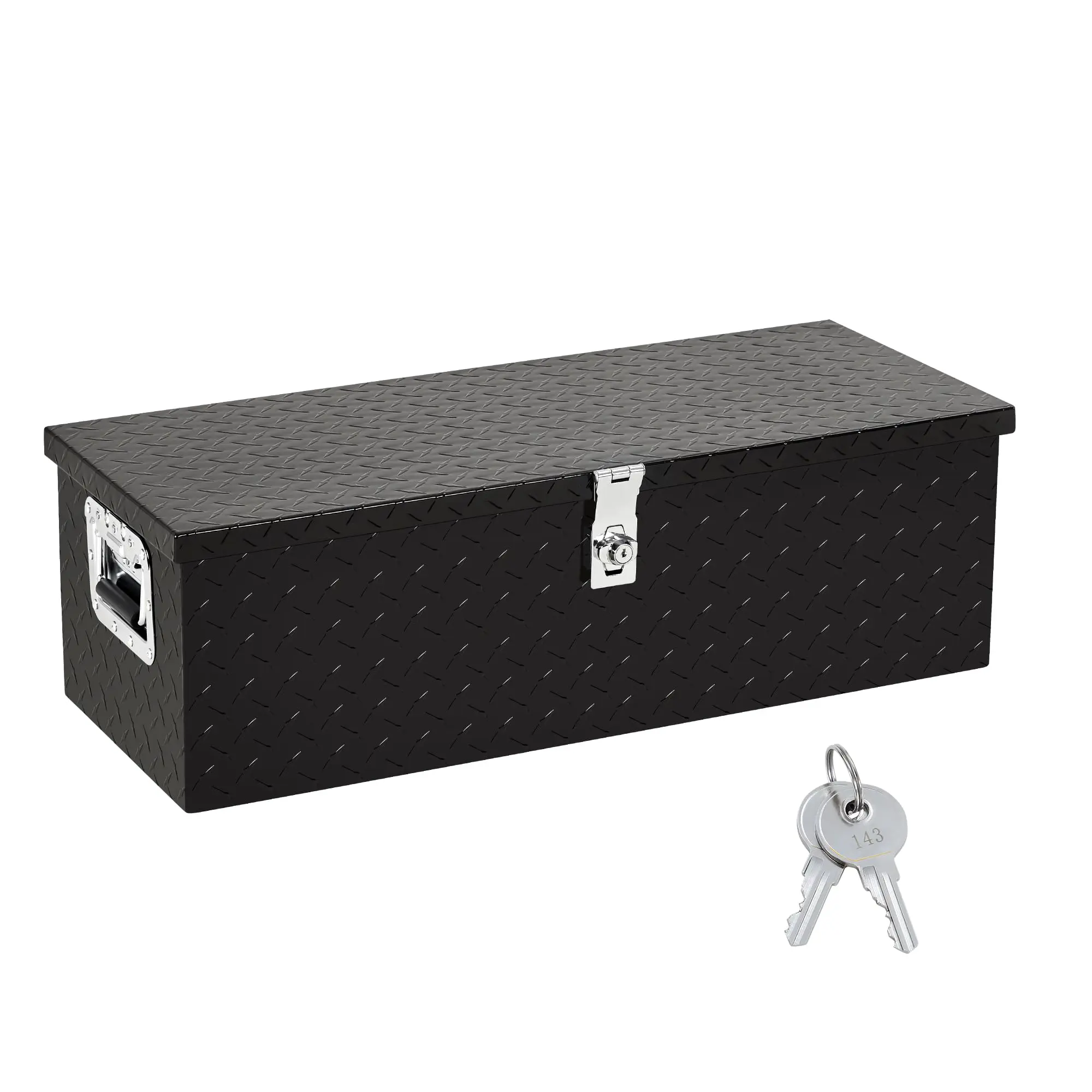 GARVEE Heavy Duty Aluminum Diamond Plate Tool Box Chest (Black, 30*13*10'')