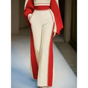 Women’s color-blocked striped print wide-leg pants; casual, comfortable pants; women’s all-season underwear (gift); women’s tight pants