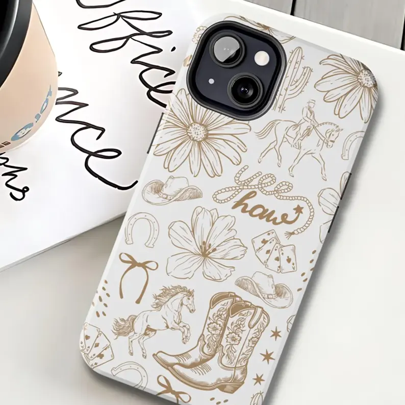 Cowgirl Western Coquette Preppy Handheld Cellphone Casing - Durable Wireless Protection Shell with Screen Protector for Samsung Galaxy 23/24/25 5G & iPhone 17 ProMax/Air/16 Plus/15 Pro Max/14/13/12 Devices, Accessories