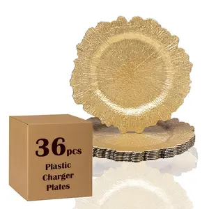 13" Charger Plates, Plastic Reef Chargers Plate Bulk, Floral Reef Charger for dinning plates, Table setting and Wedding party table Decor