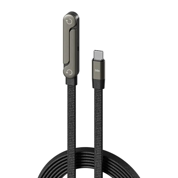 [Clearance Sale] 240W Dual Type-C Fast Charging Cable | 1.5M Braided Wire | Rotatable Phone Stand | Works for Phones, Laptops, Tablets