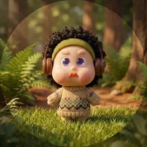 Interactive Touch-Sensitive Puff Pout AI Doll - Romantic Painter Figure with Rechargeable Vibrant Red DIY Clothes, Plush Fabric Stress Relief Knitted Cartoon Doll with Voice Responses, for Creative Collections & Backpack Pendant Use