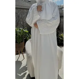 Noor Pearl White Abaya with Pearl Sleeves for Women