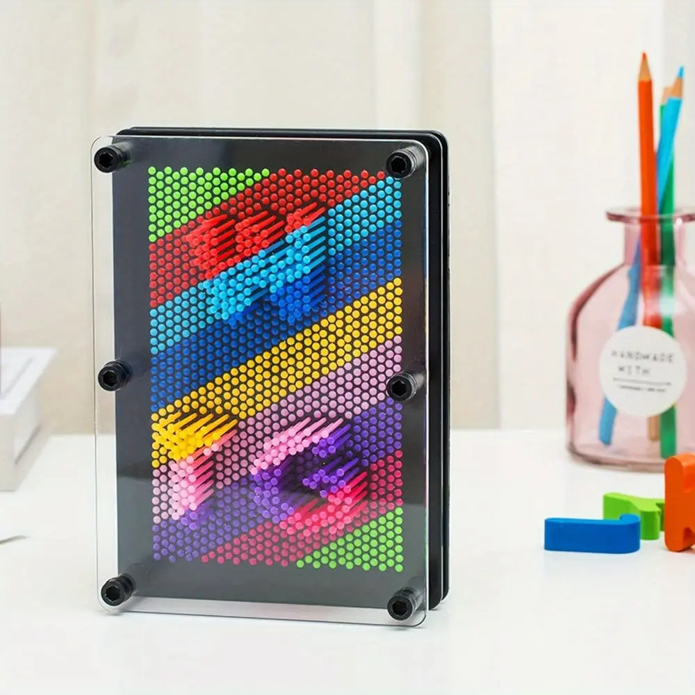 Rainbow 3D Pin Art Craft Kit - 1 DIY Plastic Pin Art Board Sensory Sculpture | Perfect Gift for Birthdays and Ideal Present