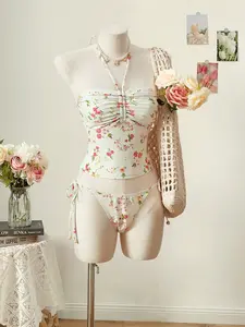 Women's Two-Piece Swimsuit Set, High Elasticity Fabric, Beach & Pool Wear, Stylish Printing Design, Comfortable Fit for Women