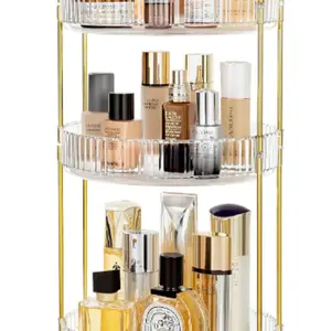 360 Rotating Makeup Organizer Countertop Clear 3 Tier Bathroom Organizer Spinning Perfume Organizers