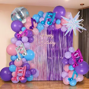 135Pcs Kpop Party Kit Holographic Tassels, Disco Star Balloons & Music Decor for Birthday Party