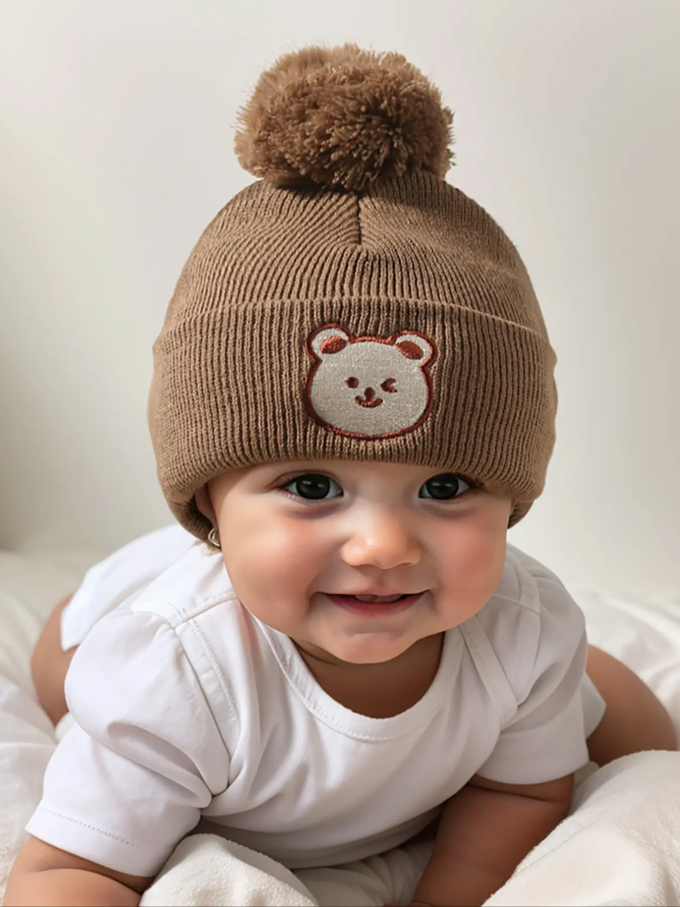Knitted Hat for Newborns & Toddlers, Warm Winter Beanie for Outdoor Use, Casual Style Daily Commute Cap, Suitable for Fall & Winter, Bonnet, Beanies