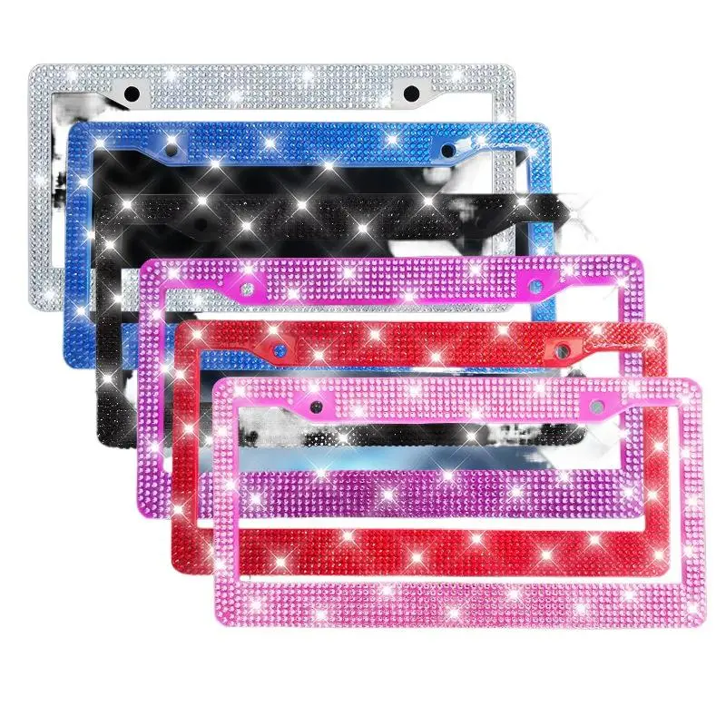 Rhinestone License Plate Frame Bling Car Tag Frame Sparkly Crystal Acrylic Plate Cover Universal Fit for Women Girls Auto Accessories Vehicle Truck, Accessories For Car, Girly Car Accessories