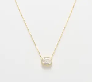 Diamonique Classics Oval Cut Halo Solitaire Necklace