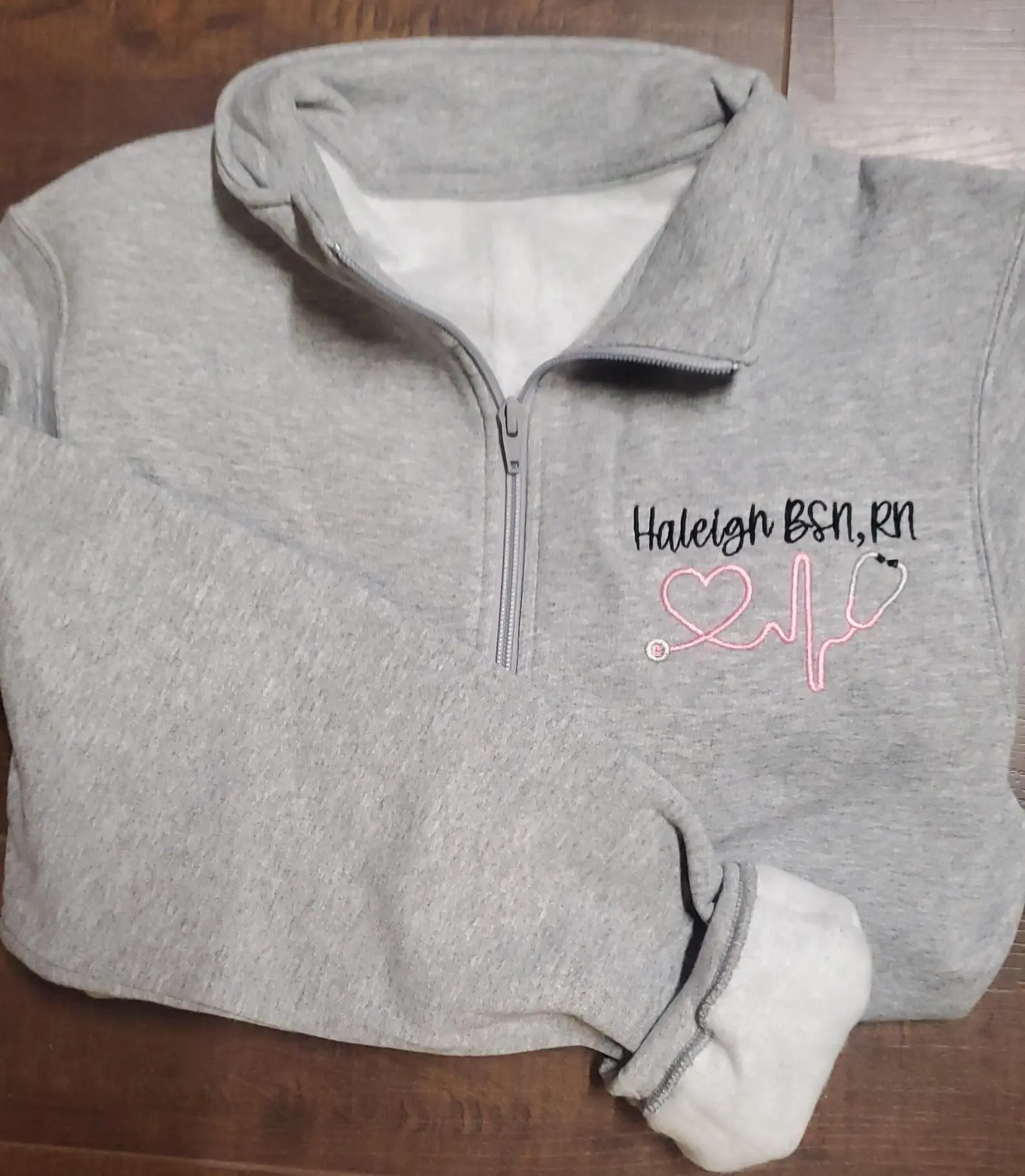 [Note to seller your CUSTOM] Monogram Nurse Quarter Zip Sweatshirt, Nurse Jacket, Gift for Nurses, Graduation Gifts, Heartbeat Nursing Sweatshirt, Quarter Zip