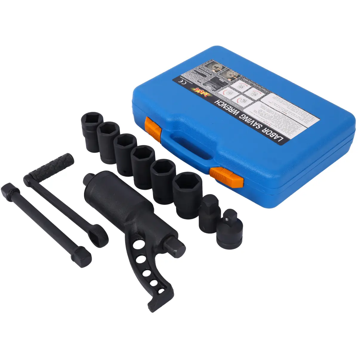 8-Pieces Torque Wrench Labor Saving Lug Nut Wrench Torque Multiplier Cr-v Socket (24mm to 38mm) for Semi Truck & RVs w/Case