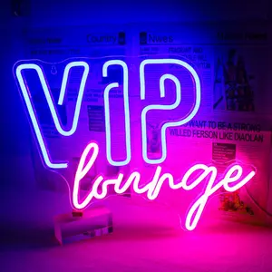 VIP Lounge Neon Sign – LED Light Wall Decor for Bar, Lounge, Bedroom, or Party Room, Pink and Blue USB Powered Neon Wall Light with Switch, Perfect Gift for Friends, Couples, Home Bar Owners, and Party Lovers