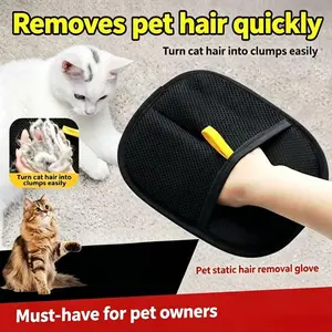 Essential Home Pet Hair Removal Glove, Dual Brush Design, Static Electricity Fur Remover, Perfect for Cats and Dogs, Must-Have Grooming Tool