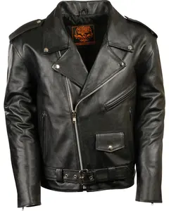 Milwaukee Leather Men's Classic Police Style Jacket - Lkm1781-Black