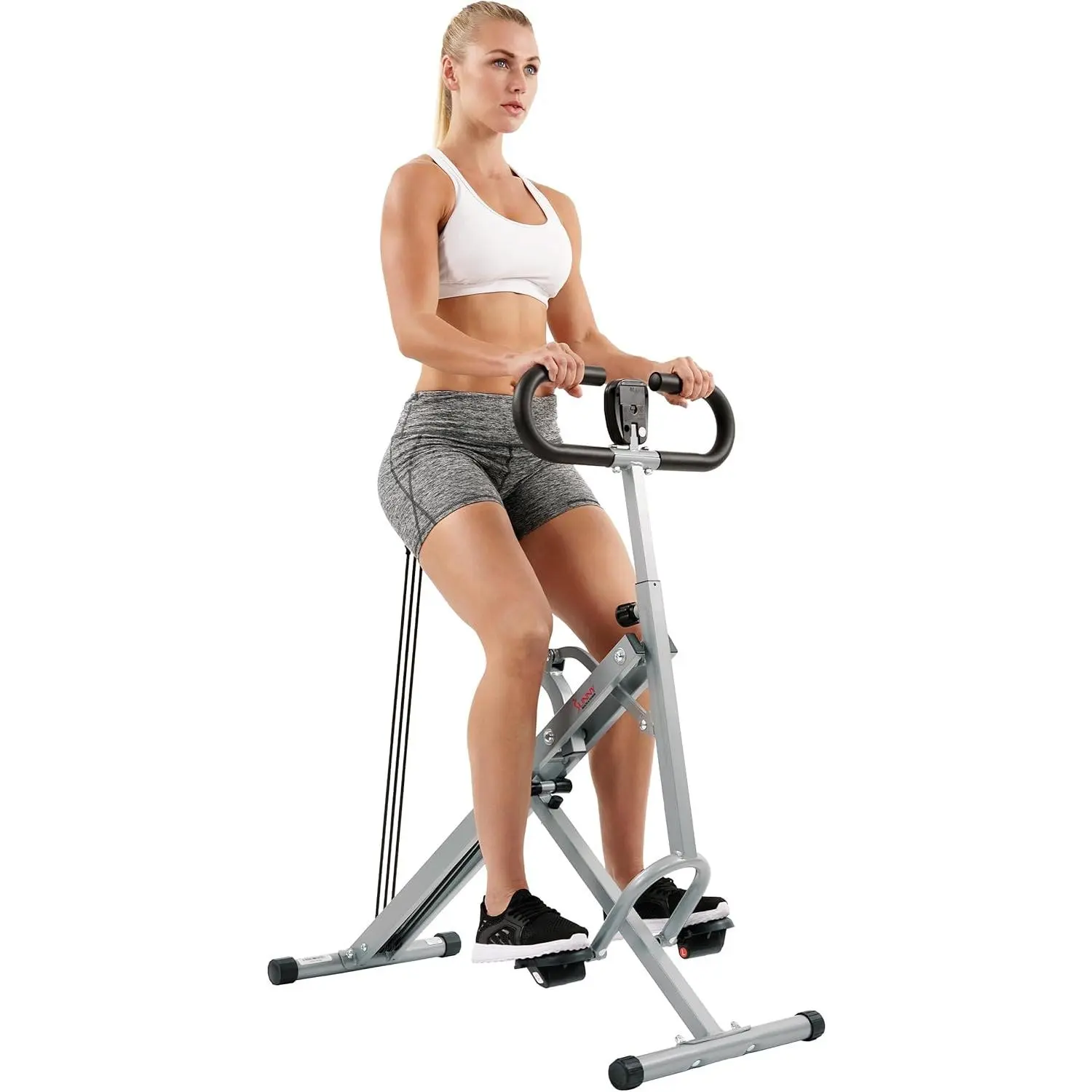 Smart Row-N-Ride Glute & Leg Trainer, Foldable Squat Assist Rower with Exclusive SunnyFit App Connection