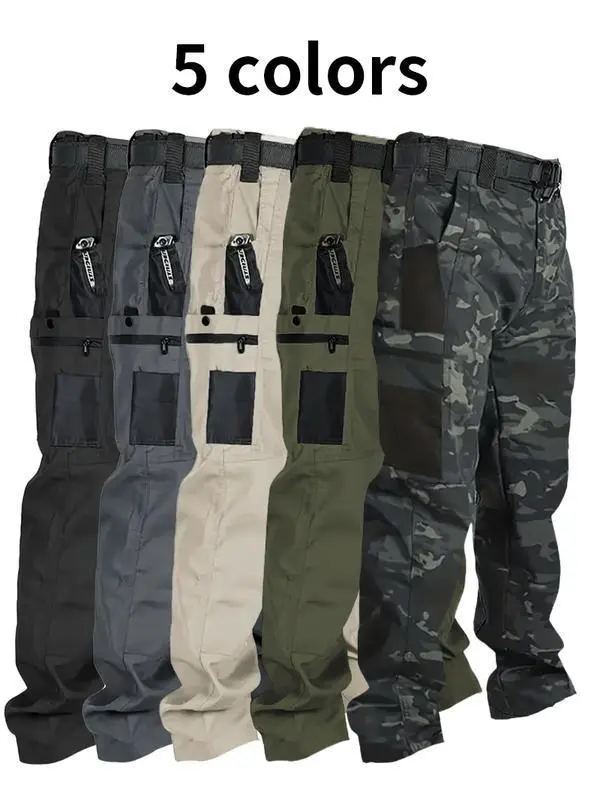 Men's Solid Color TacticalWorkPants,230g/m2 new fabric, withMultiplePockets and Zipper Closures,DurableOutdoor Training Pants,Available in MultipleColors, Fishing.outdoor activities, workhiking. camping. Suitable for SpringandAutumn Wear. ti