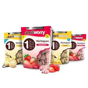 Don't Worry Meringue Cookies | Strawberry & Vanilla Flavor | Low Calorie Snacks with 1 Calorie per Piece | Keto, Gluten Free, Low Carb Healthy Snacks For Adults | 4 Pack