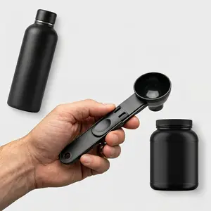 Powder Pour 2.0 Funnel Scoop - Mess-Free Slide to Pour Supplement Spoon for Water Bottles, Portable Protein Powder Measuring Scoop & Funnel 2-in-1