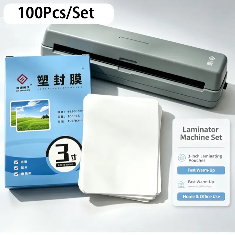 100Pcs/set  Clear Thermal Laminating Pouches, Waterproof Film for Photos ID Cards Documents Protection， Gloss Clear Round Corner Laminating Sheets, Waterproof Tear Resistant Film to Protect ID, Photos, Cards & Daily Documents